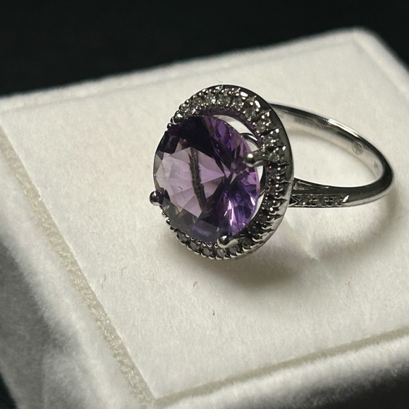 Mauboussin 18K white gold amethyst and diamond cocktail ring - Picture 5 of 7